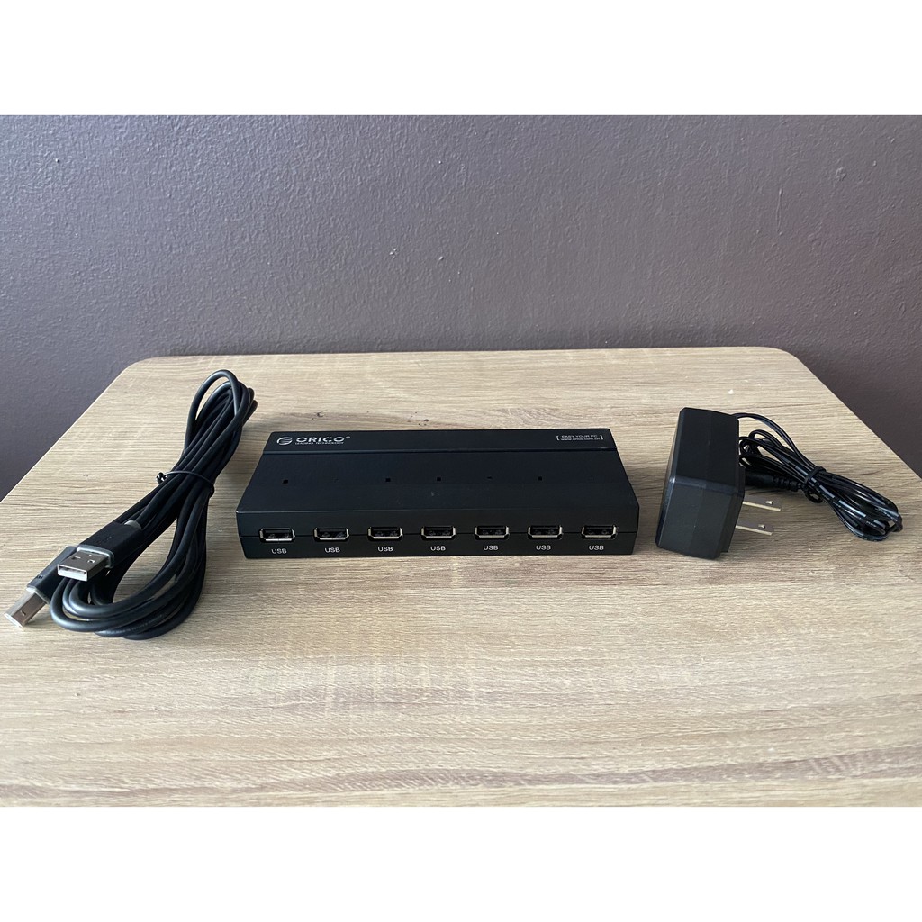 HUB USB 7 Port ORICO USB 2.0 ฮับเพิ่มพอร์ต USB 7รู มีไฟเลี้ยง 5V2A (ฮับมือสอง) สภาพสวย อุปกรณ์ พร้อม