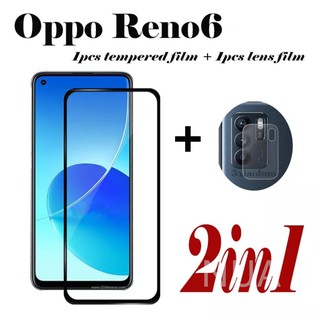 🔥โค้ดINC99LLE ลด70บาท🔥2in1 OPPO Reno6 5G ฟิล์มเลนส์กล้อง + ฟิล์มกระจกเต็มจอขอบดำ ฟิล์มกันกระแทก