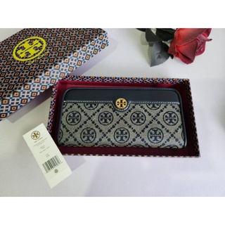 📮@1,750.-🔥🔥PRO LUCKY &amp; MONEY ลด 10 % 🔥🔥💯TORY BURCH  T MONOGRAM JACQUARD ZIP SLIM WALLET