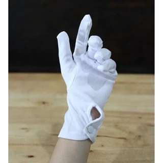 ถุงมือผ้า ไนล่อน ถุงมือจราจร ของไทย ข้อมือติดกระดุมและข้อมือยางยืด