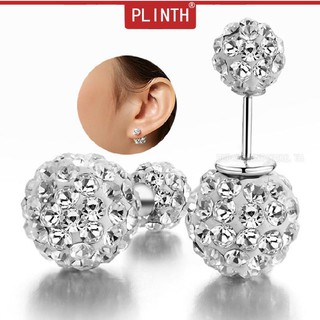 PLINTH 925 ต่างหูเงินดาวเรื่องที่สองสวมใส่ Shambhala Rhinestone ลูกปัดคู่1760