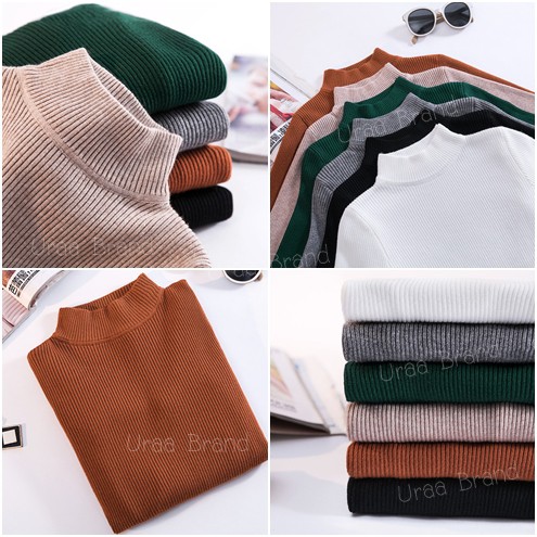 (พร้อมส่ง 10 สี) เสื้อไหมพรมคอปีน ผ้าร่อง เสื้อไหมพรมแขนยาว คอปีน สเวตเตอร์ไหมพรม
