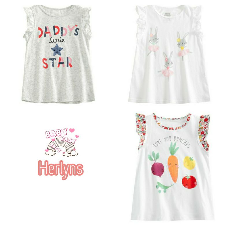 เสื้อยืดเด็กผู้หญิงแขนสั้น แขนมีระบาย ผ้า Cotton นุ่มสบาย HBQ3211