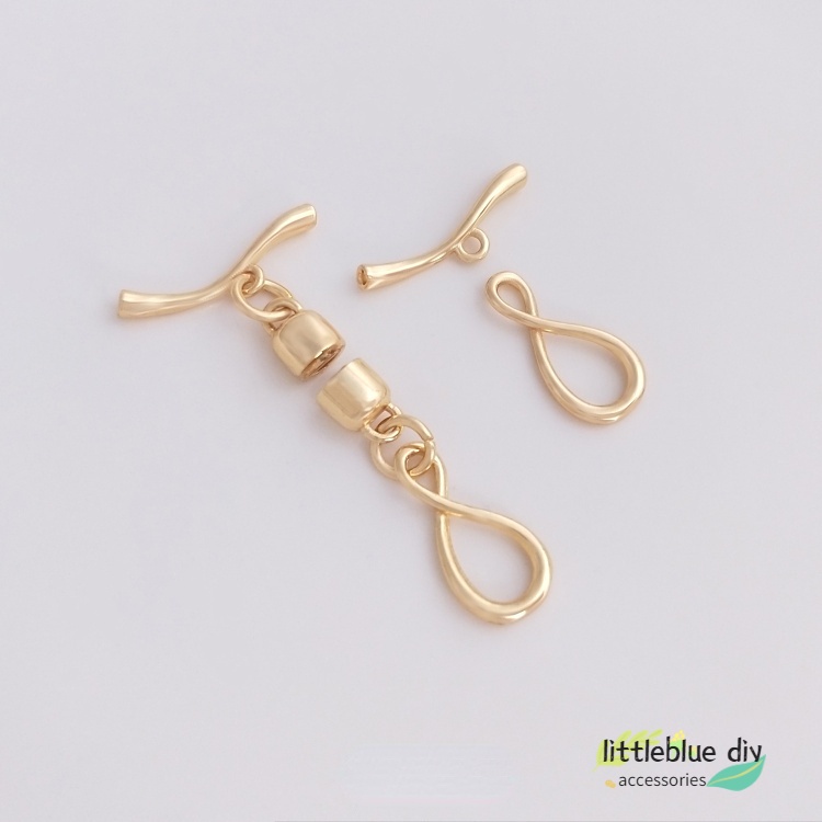 สีทอง 14K 8 Words Infinite Love OT Buckle สร้อยคอมุกหัวเข็มขัดแบบพับเก็บได้