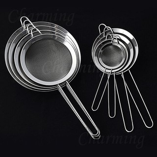 ❉ กระชอน ที่ร่อนแป้ง สแตนเลส อุปกรณ์เบเกอรี่ 5 ขนาด Kitchen Stainless Steel Wire Fine Mesh Oil Strainer Flour Colander Sifter