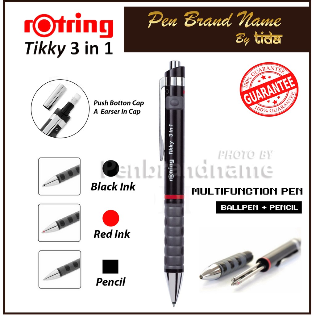 ROtring Tikky 3-in-1 Mechanical Pencil 0.5 mm/Ballpoint Pen Black & Red Ink