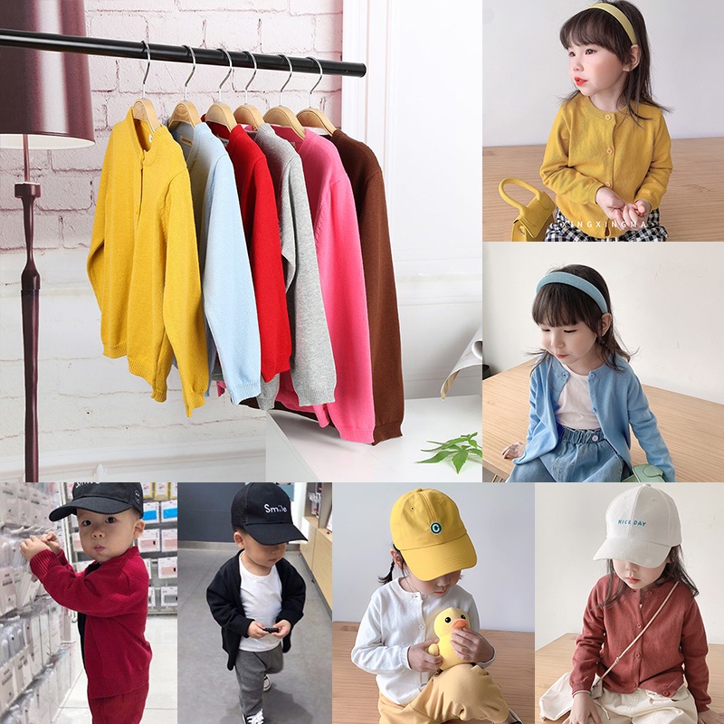 1-5T Autumn Winter Cotton Sweater Top Baby Children's Clothing Boys Girls Knitted Cardigan Sweater 10 Color