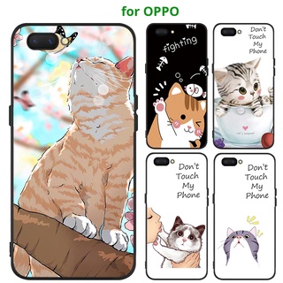 เคส OPPO A5 A9 A31 A12 A11K 2020 A5S A3S A7 F1S F5 F7 REALME C1 F9 F11 Pro มือถือสำหรับเคสโทรศัพท์มือถือพิมพ์ลาย Cat สําหรับ