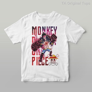 ❃ TA ONE PIECE White cotton Roundneck T-shirt For men and women fashion JAPAN CARTOON Top GWเสื้อยืด