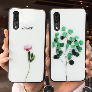 เคสโทรศัพท์มือถือ ชนิดกระจก แบบแข็ง ป้องกันรอย ลายพืช สำหรับ Samsung Galaxy A10 A20 A30 A40 A50 A60 A70 A80 A90 A10S A50S A30S A40s