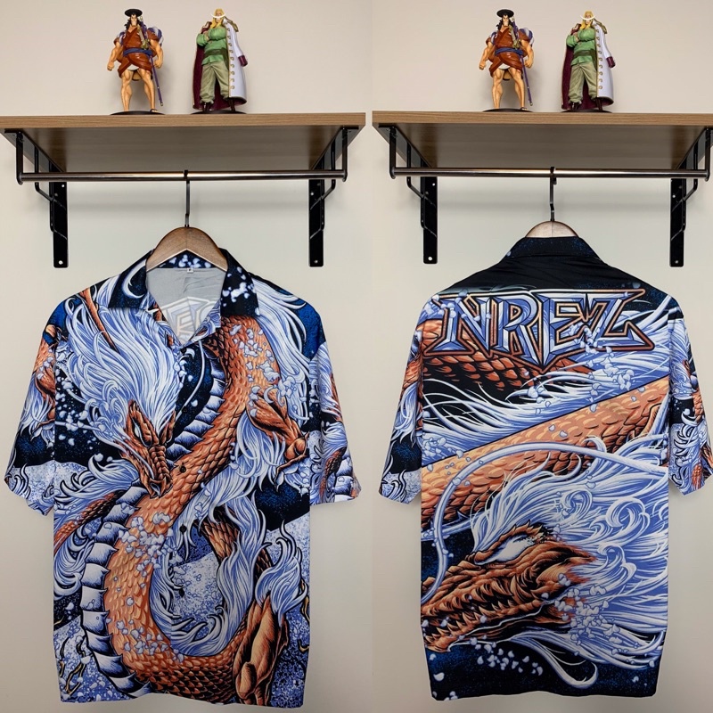 เสื้อเชิ้ตผ้าไหมอิตาลีลายมังกร (OPV06)