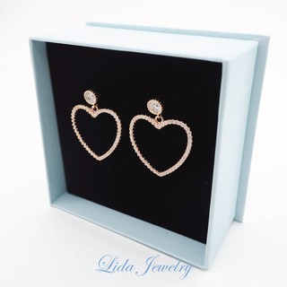 ต่างหูเงินแท้ Lida Jewelry: Shining Heart ของขวัญ