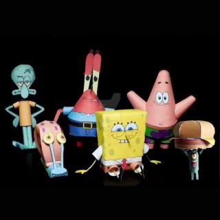 Diy Papercraft Spongebob 6 In 1 จิ๊กซอว์ 3 D ของเล่นสําหรับเด็ก