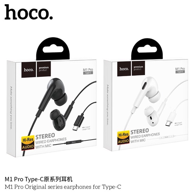 HOCO M1pro หูฟังแบบสายยาวรุ่นใหม่ล่าสุด ของแท้100% สำหลับโทรศัพท์มือถือแจ็ค 3.5,iphone,TypeC