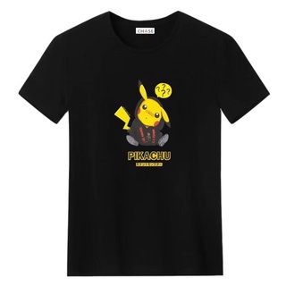 ✧☃Pokemon Pikachu อะนิเมะชายรอบคอหลวม T เสื้อผู้ชายแขนสั้นลำลองพิมพ์ผ้าฝ้าย 100% Teekawaii