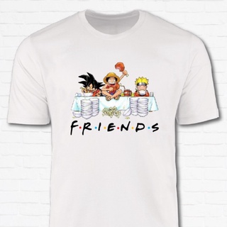 เสื้อยืดขายร้อนDddkjn22ajogeg98 เสื้อยืดผ้าฝ้าย พิมพ์ลายอนิเมะ One Piece Luffy Son Goku and Naruto Friends คลาสสิก สําหร