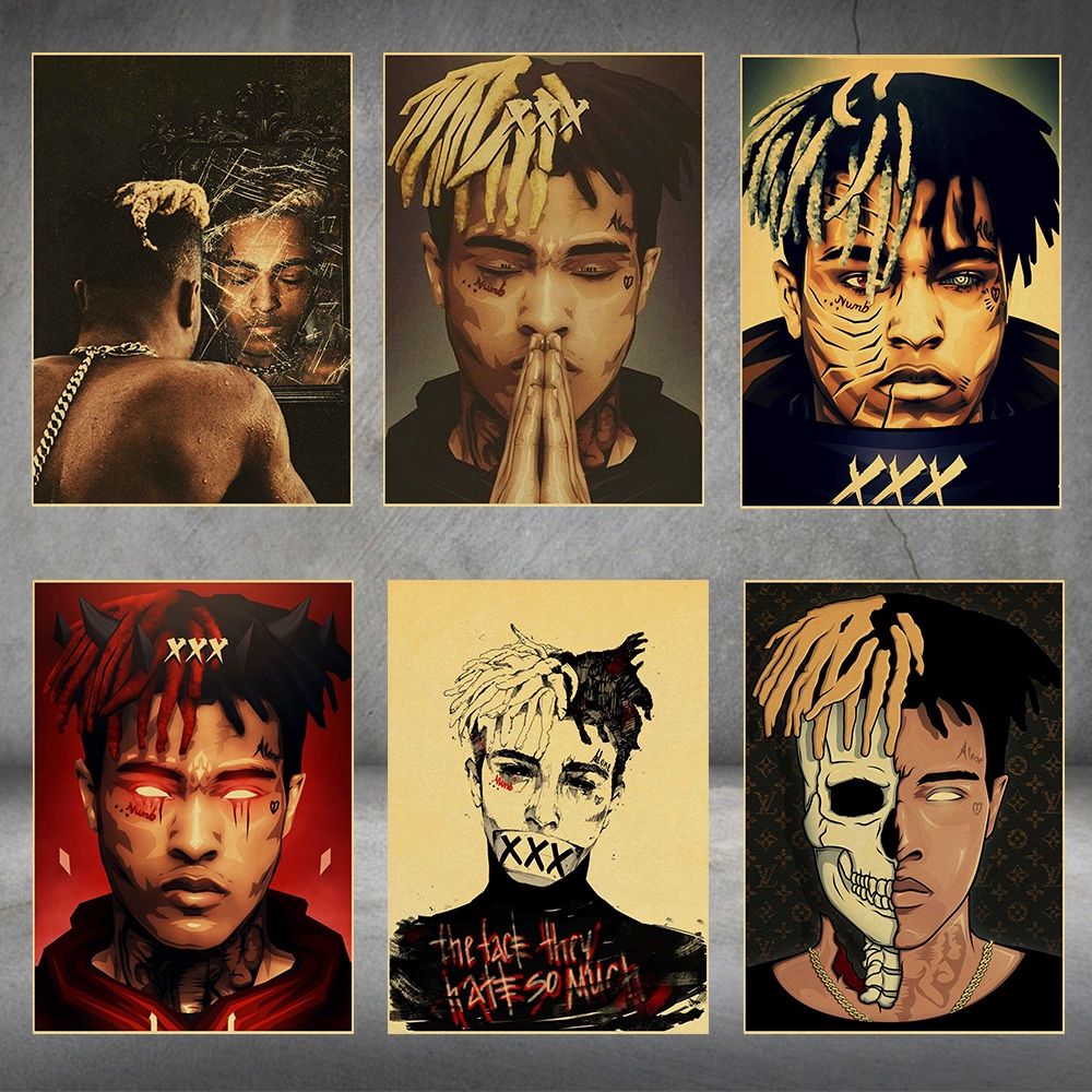 โปสเตอร์ แบบติดผนัง รูป American Rapper Xxxtentacion สไตล์เรโทร สําหรับตกแต่งบ้าน