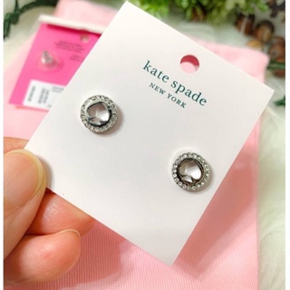 ต่างหู Kate spade -Silver Spot The Halo Pave Stud (O0ru2605) สีเงิน รูปใบโพธิ์