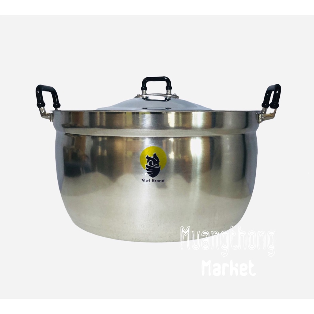 หม้อ2หู หม้ออลูมิเนียม 34/38/40/45ซม. ตรานกฮูก หนา กดเลือกขนาดตามที่ต้องการ