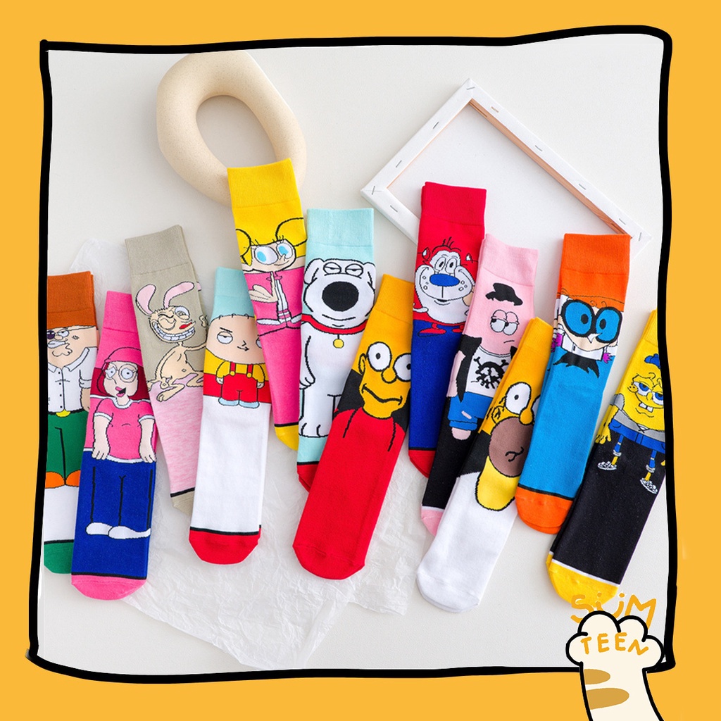 🧡พร้อมส่ง 🧡ถุงเท้าแฟชั่น ลาย simsons สไตล์เกาหลี สุดน่ารัก ผ้าเนื้อดี  (S08)