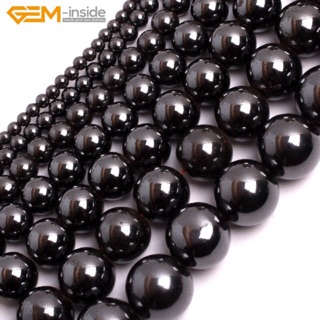 15นิ้ว) หินมงคล หินนำโชค หินเฮมาไทต์ สำหรับทำเครื่องประดับ Natural Round Black Hematite Stone Beads For Jewelry Making