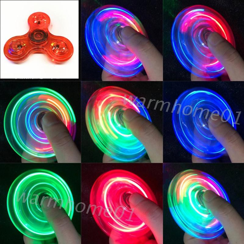WM ไฟ LED โปร่งใส Fidget Spinner มือด้านบน Spinner EDC Spiner ของเล่น
