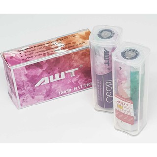 ถ่านชาร์จ AWT 18650 สีชมพู 3300 mAh 40A จำนวน 2 ก้อน โค้ดเช็คได้ ของแท้