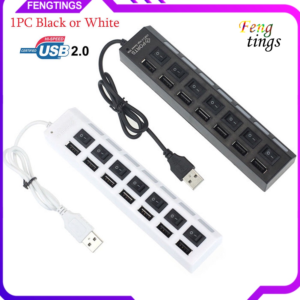 FT7/4 พอร์ต USB 2.0 อะแดปเตอร์ Hub Splitter สวิตช์เปิด/ปิดสําหรับ PC แล็ปท็อป PC