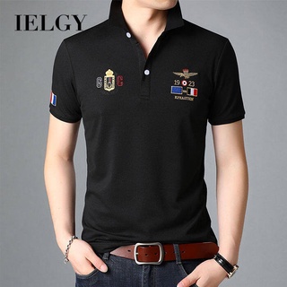 IELGY เสื้อโปโล คอปก ระบายอากาศ สีพื้น แฟชั่นฤดูร้อน สําหรับผู้ชาย