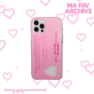 (preจากเกาหลี) mafavarchive - Churuloverclub jelly hard case เคสมือถือคลุมรอบเครื่อง ขอบนิ่ม TPU ใส พื้นหลังPC สีชมพู