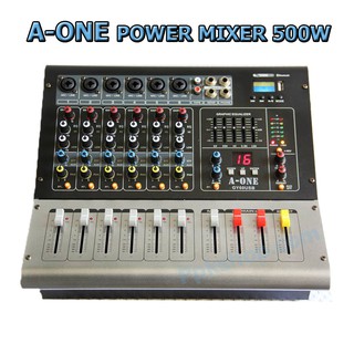 เพาเวอร์มิกเซอร์ 6ช่อง ขยายเสียง 500W Power mixer BLUETOOTH USB/SD CARD mp3 EFFECT 16DSP +48v phantom A-ONE GY-60