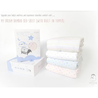 Iflin My Dream Bamboo Bed Sheet (with built-in topper) ผ้าปูที่นอนเสริม topper มีสายรัดด้านหลัง ขนาด 70x120 ซม.