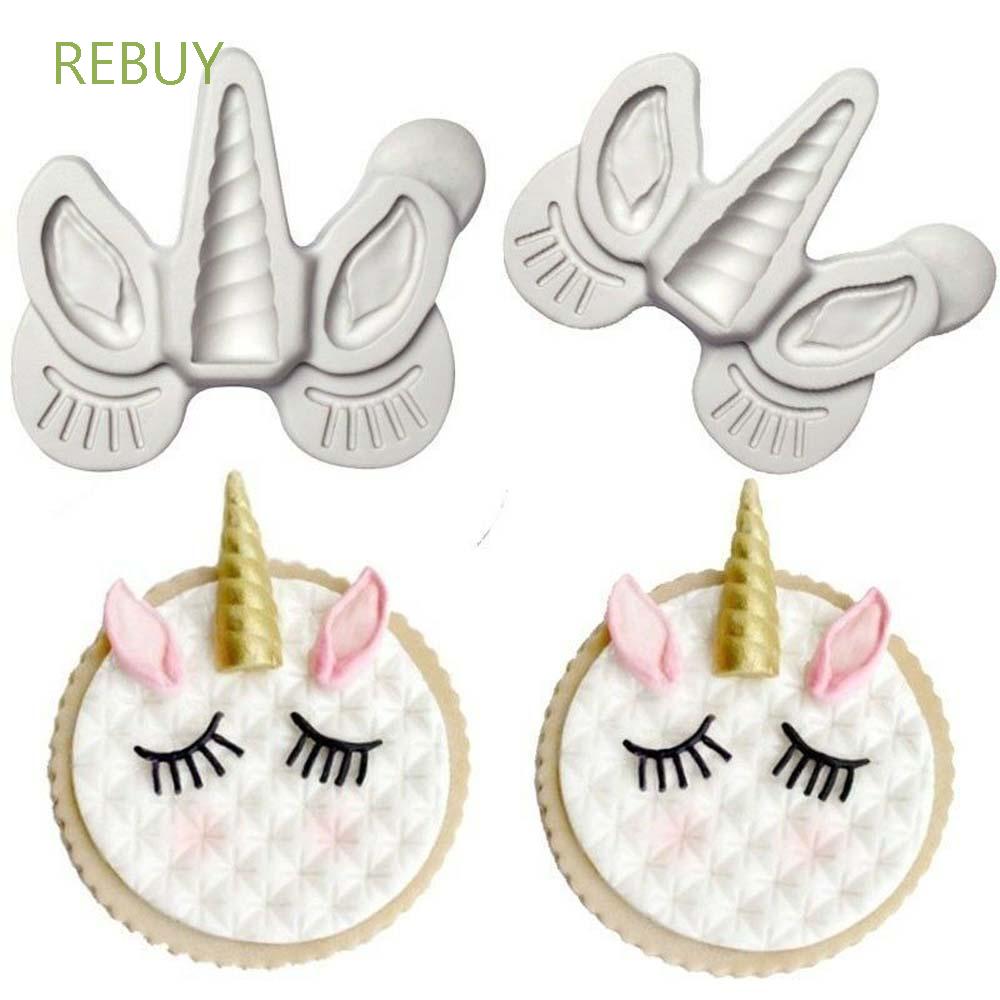 REBUY DIY Unicorn Silicone Mold Handmade Fondant Cake Decorating Ear ...