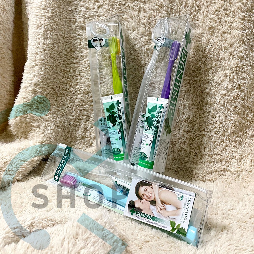 ชุดแปรงสีฟันพกพา เดนทิสเต้ Dentiste travel set ( ยาสีฟัน 20G.+ แปรงดีไซน์จากสวิต-คละสี )