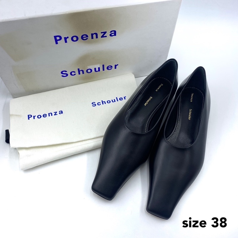 Proenza Schouler ballerina รองเท้า คัชชู สีดำ โพรเอนซ่า size 38 หนังนิ่ม ของแท้ ส่งฟรี EMS ทั้งร้าน