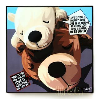 Love is Bear หมี รูปภาพ​ติด​ผนัง​ pop art การ์ตูน cartoon แต่งบ้าน ของขวัญ กรอบรูป รูปภาพ