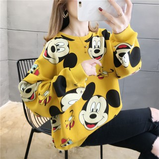 เสื้อแขนยาวคอกลมลายการ์ตูนฮิตMickey mouse  ลายน่ารัก ผ้านุ่มใส่สบาย เสื้อเวตเตอร์ BK-081