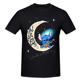 ผ้าฝ้ายคอกลมเสื้อยืดแขนสั้น พิมพ์ลายกราฟิก Stitch I Love You To The Moon And Backfrom S-4XL