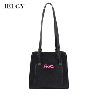IELGY womens black retro letter decoration shoulder bag