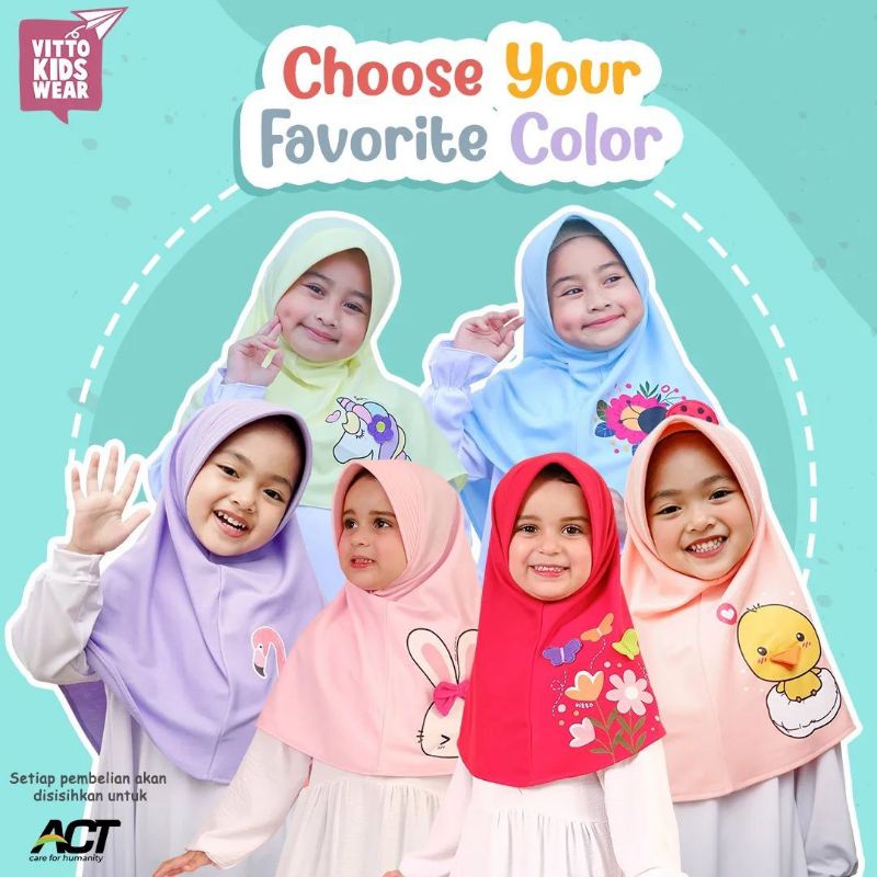 Vitto 3D Hijab / Vitto Krukids Hijab/ Vitto Children& 39;s Hijab