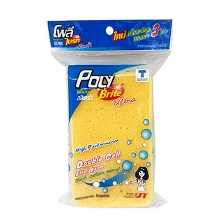 Poly-Brite Ultra โพลี-ไบรท์อัลตร้า ฟองน้ำอเนกประสงค์ Double Cell นุ่มพิเศษ ไม่ขีดข่วน ใช้ล้างรถ เช็ดเครื่องครัว