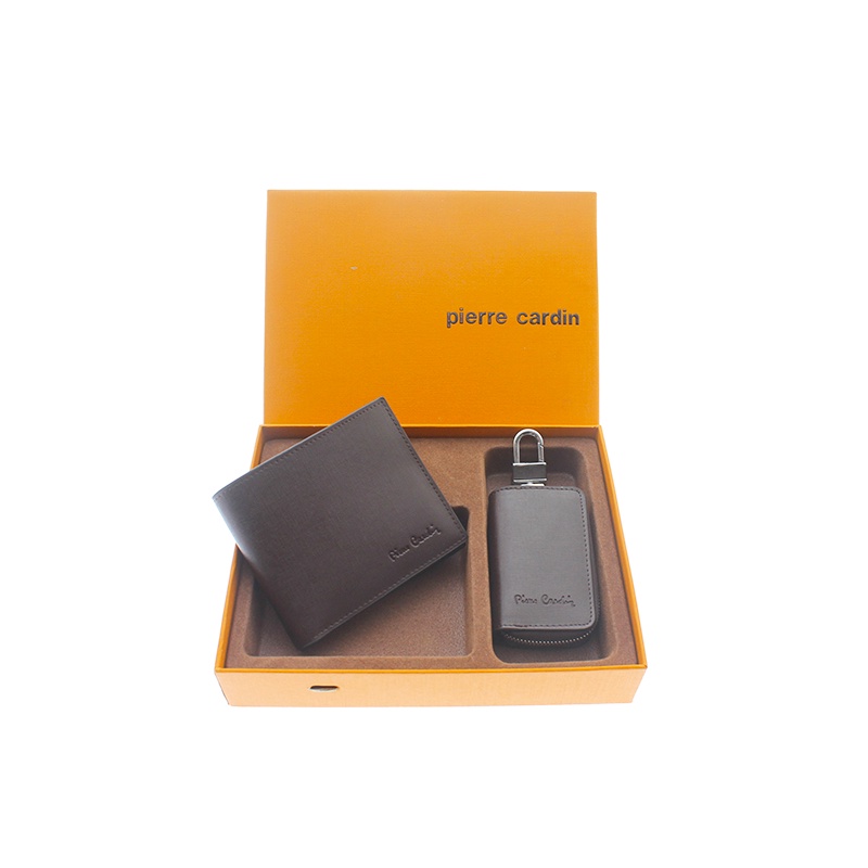 Pierre Cardin Gift set กระเป๋าธนบัตร+กระเป่าพวงกุญแจ รุ่น GWC7-55