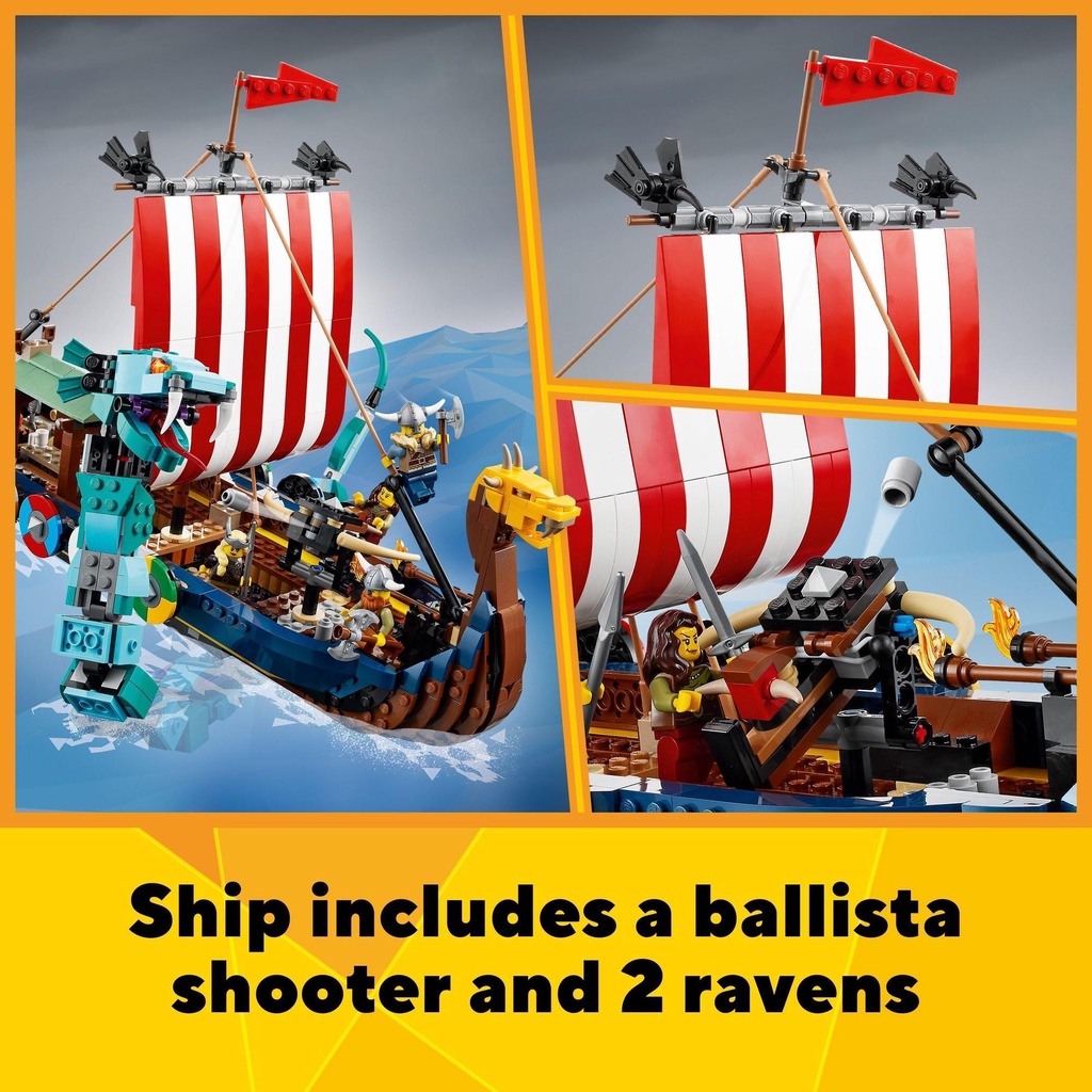 LEGO Creator 3in1 31132 Viking Ship and the Midgard Serpent Building ...