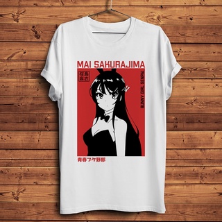 เสื้อผ้าผชใหม่ เสื้อยืดลําลอง แขนสั้น พิมพ์ลายอนิเมะกระต่าย Senpai Waifu Mai Sakurajima สไตล์สตรีท สําหรับผู้ชาย และผู้ห