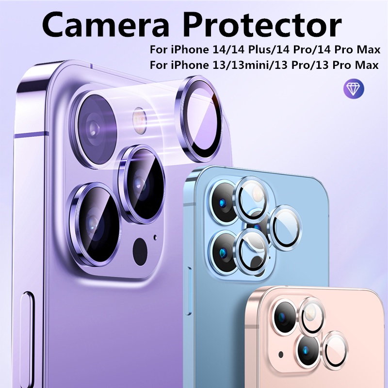 ตัวป้องกันเลนส์กล้อง สําหรับ iPhone 15 14 13 Pro Max Mini 14 Plus แหวนโลหะ พร้อมกระจกนิรภัย 1 ชิ้น