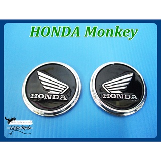 HONDA MONKEY CIRCLE "PLASTIC" "BLACK" &amp; "WHITE" EMBLEM STICKER  // โลโก้ทรงกลม พื้นดำ โลโก้ขาว พร้อมกาวติด