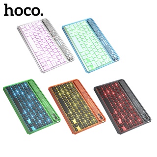 Hoco S55 คีย์บอร์ดเกมมิ่งบลูทูธไร้สาย แบบใส 108 คีย์ พร้อมไฟแบ็คไลท์ RGB LED ออกแบบตามสรีรศาสตร์ พกพาง่าย สําหรับเดินทาง