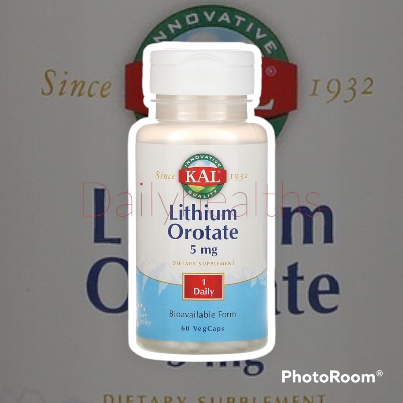 preoder USA> KAL Lithium Orotate 5 mg, 60 VegCaps อาหารเสริมและใช้เป็นการดูแลแบบธรรมชาติสำหรับอาการทางจิตหลากหลายประเภท