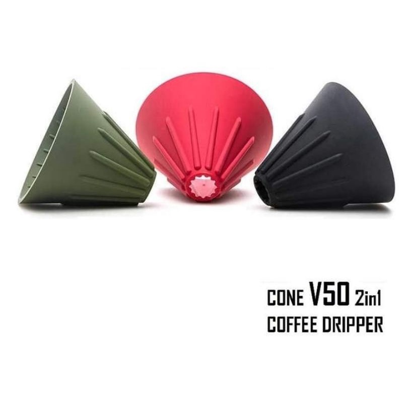 ถูกดี​ดอทคอม​ CONE​ DRIPPER​ V50 2in1 COFFEE DRIPPER พลิกใช้งานได้ 2ด้าน ดริปเปอร์ ซิลิโคน ทนความร้อน DRIPPER V50​