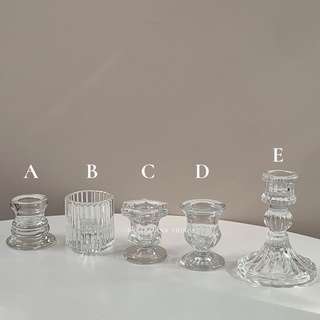 เชิงเทียนแก้วสีใส | glass candle holder | Oyster and Things.